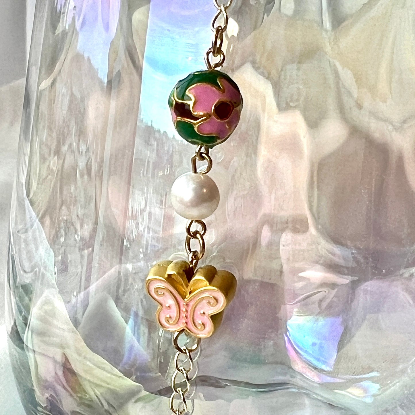 Chinese Enamel on 14k Gold-plated Cloisonne Enamel Sterling Silver Art Jewelry Good Luck Gifts/ Elegant Gift for Her/ Good Fortune/ Handmade Bracelet/ Anniversary Gift