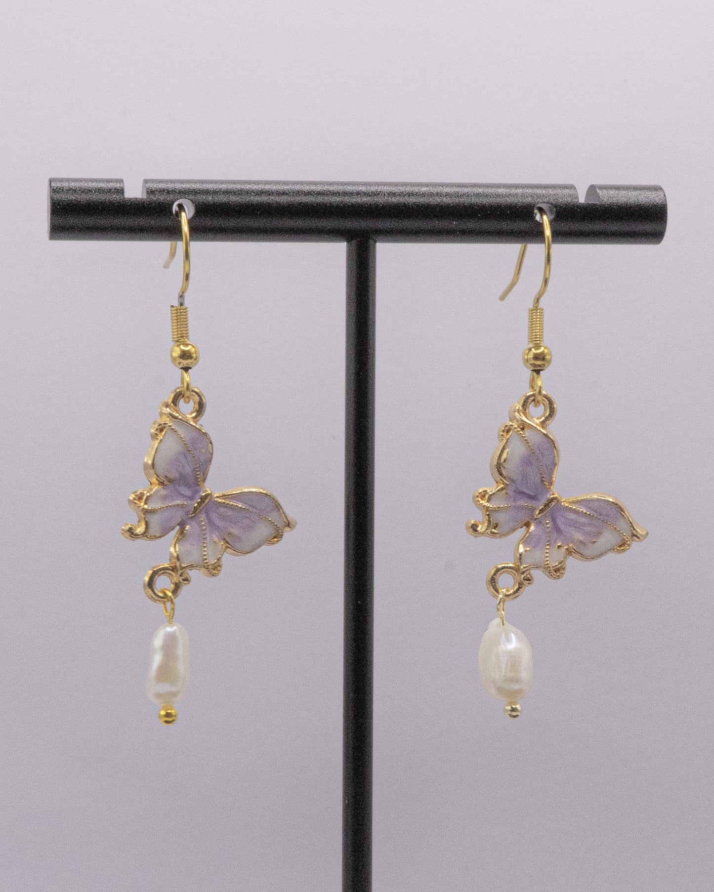 Butterfly with Pearl Earrings