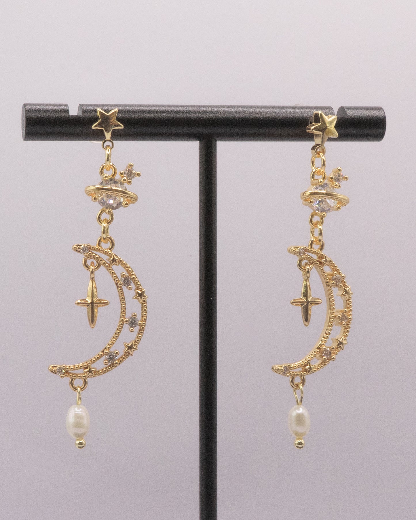 Gold-plated Moon Earrings