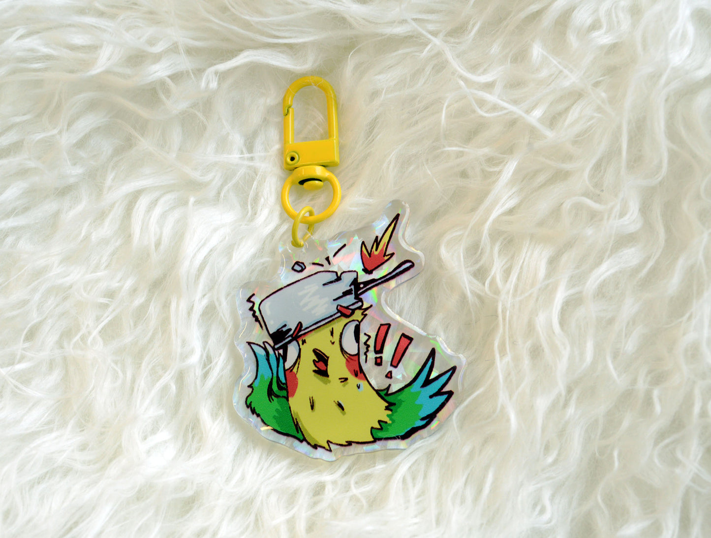 Shocking Cockatiel Original Art acrylic charm