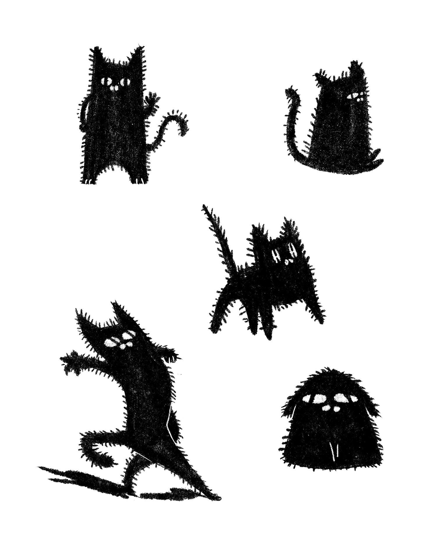 Black cat sticker sheet (5 stickers total)