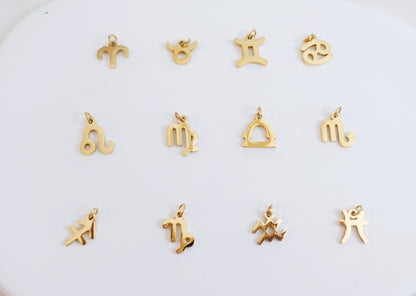 18K Gold Stainless steel Personalized Letter & Zodiac Necklace