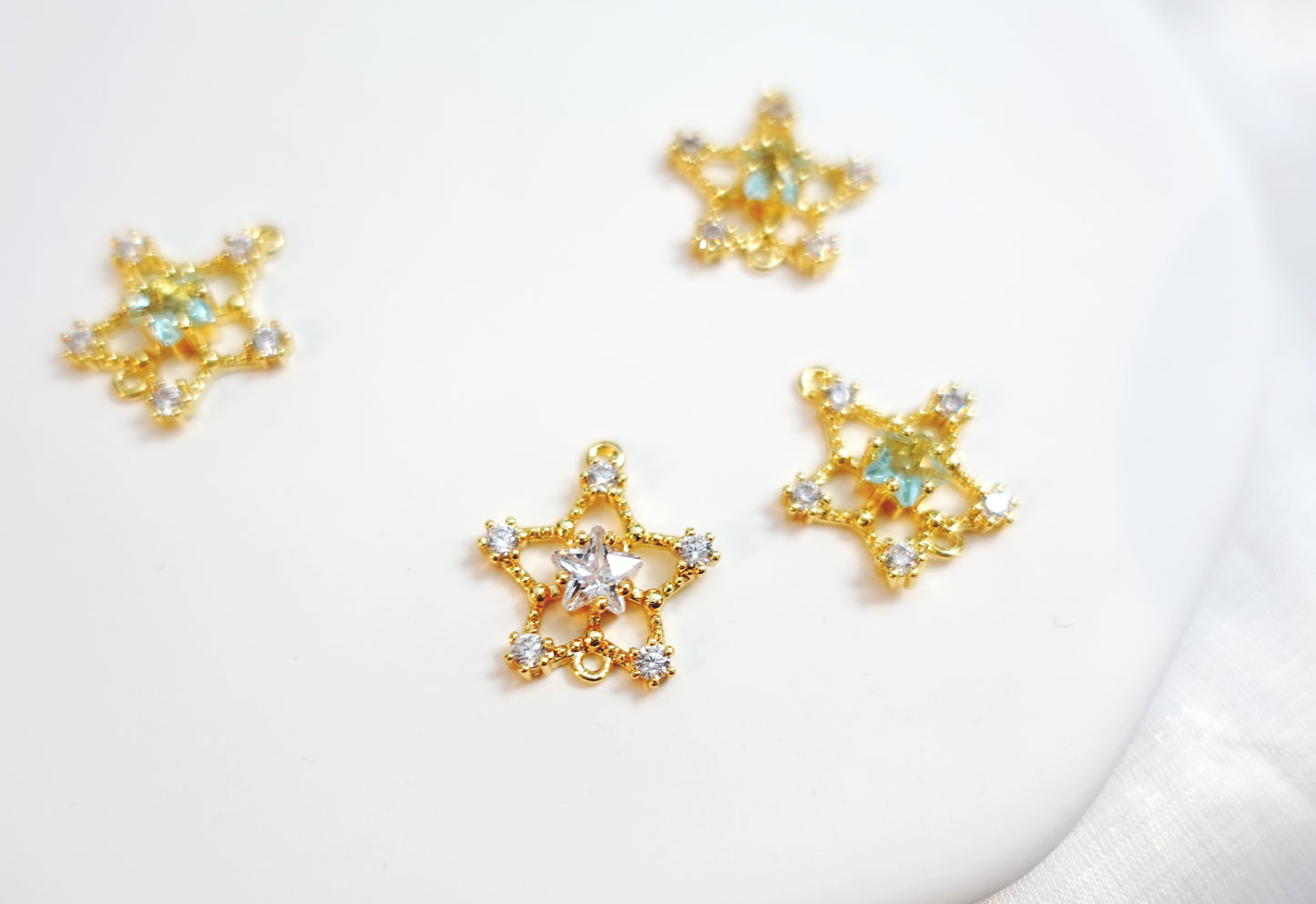 Zircon stone Star with double circle charm