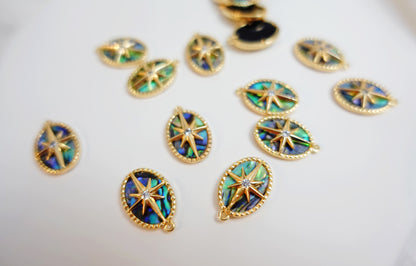 Black Mother of pearl Hexagram Medallion charm