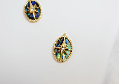 Black Mother of pearl Hexagram Medallion charm