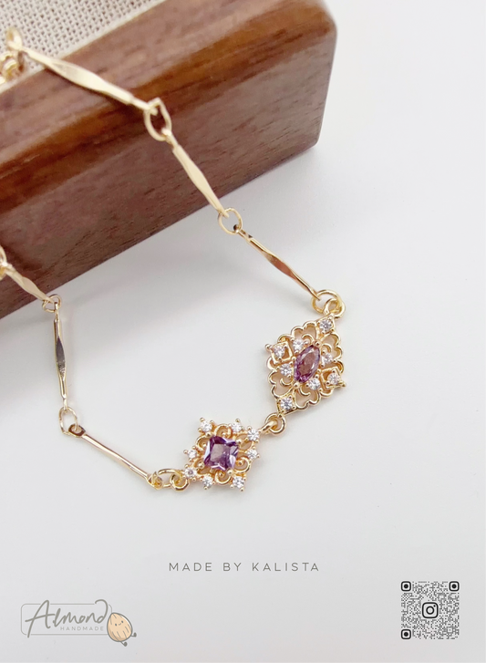 Baroque Reverie Bracelet in 14K Gold with Purple Zircon