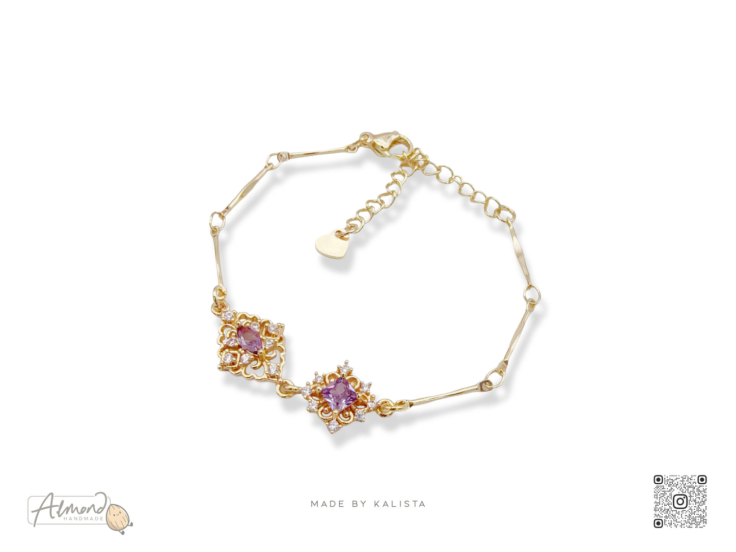 Baroque Reverie Bracelet in 14K Gold with Purple Zircon