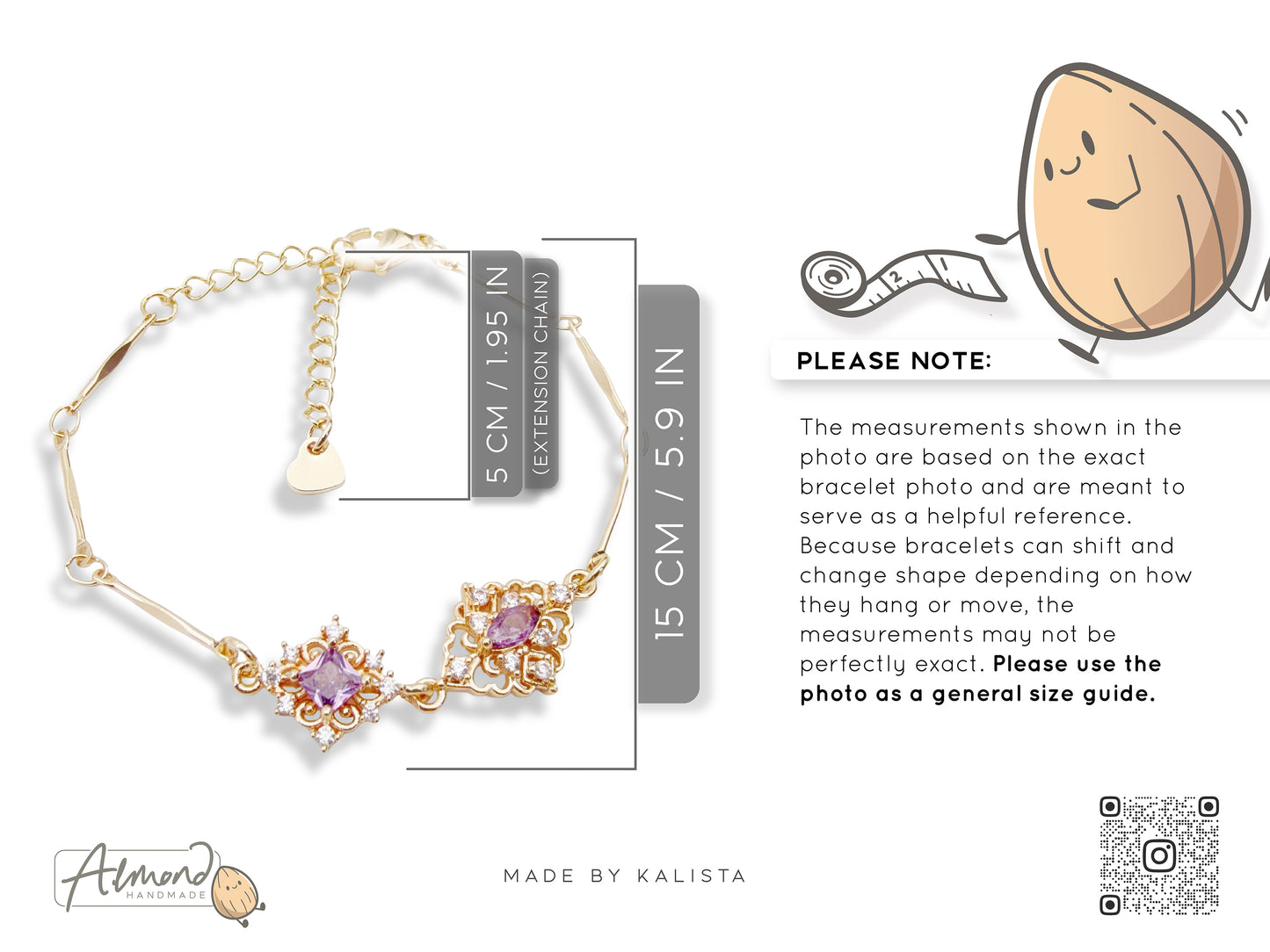 Baroque Reverie Bracelet in 14K Gold with Purple Zircon
