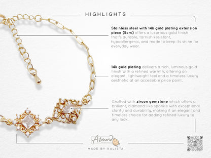 Baroque Reverie Bracelet in 14K Gold with Clear White Zircon