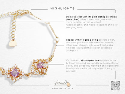 Baroque Reverie Bracelet in 14K Gold with Purple Zircon