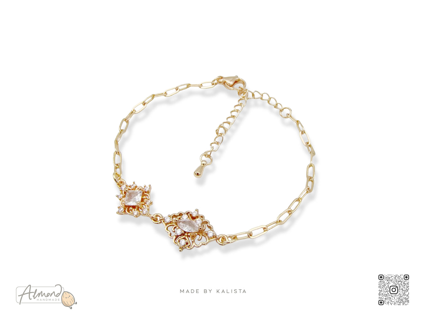 Baroque Reverie Bracelet in 14K Gold with Clear White Zircon
