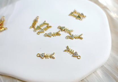 Zircon stone Fishbone Charm
