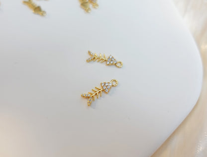 Zircon stone Fishbone Charm