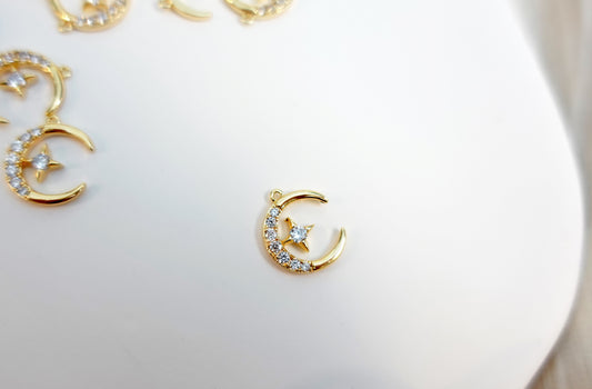 Zircon stone Moon star Charm