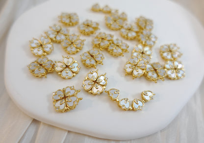 Radiant Mother-of-Pearl Clover Smile Charm