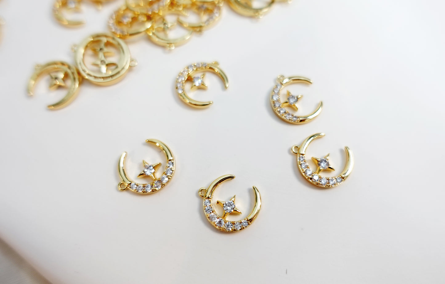 Zircon stone Moon star Charm