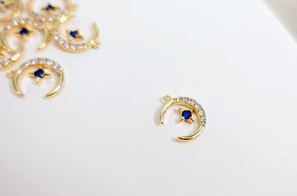 Zircon stone Moon star Charm