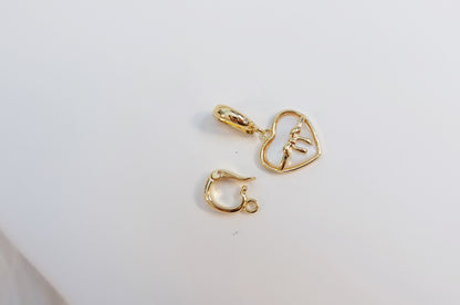 Mother of pearl Heart Ribbon Charm