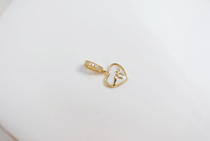 Mother of pearl Heart Ribbon Charm