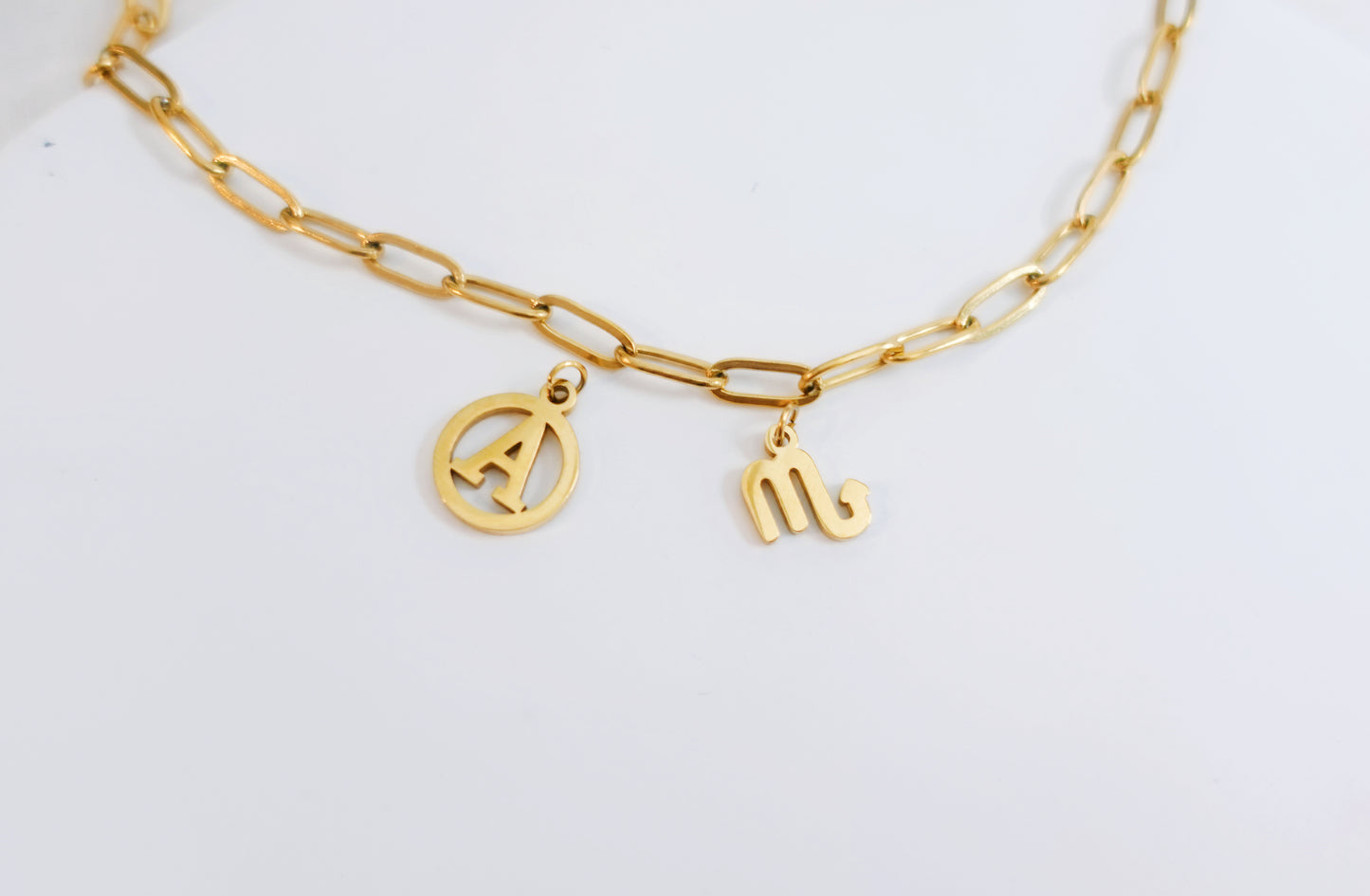 18K Gold Stainless steel Personalized Letter & Zodiac Necklace
