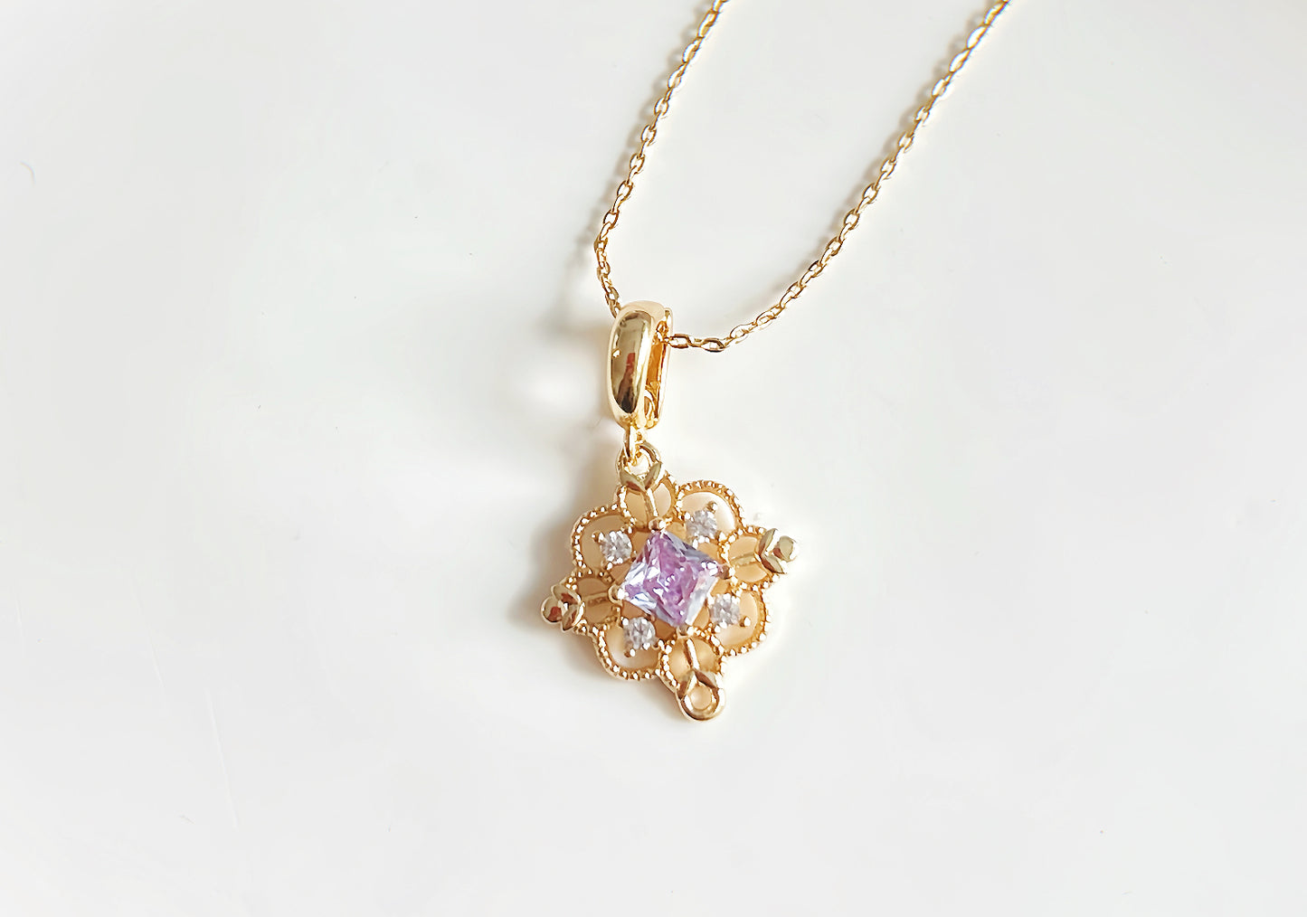 Purple Dream Emblem Motif Gemstones Pendant