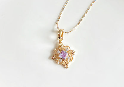 Purple Dream Emblem Motif Gemstones Pendant