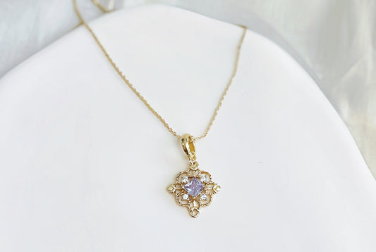 Purple Dream Emblem Motif Gemstones Pendant
