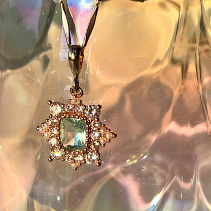 Handmade Necklace/Vintage-Style Zircon Necklace/14k Gold Shape Vintage Mesh/Gold Necklace Stainless Steel Waterproof Anti tarnish Gold Jewelry/good luck gifts/gift for her/Microset/Zircon Gemstones/Diamond Necklace/ Heart Jewelry/ Princess Collection/ Anniversary Gift