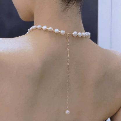 Handmade Natural Freshwater Pearl Necklace/ Genuine Pearl Necklace/ Dainty Pearl Necklace Twisted Pearl/ Beaded Pearl/ Bridesmaid Gift/ Real Pearl Necklace/ Gift for Her