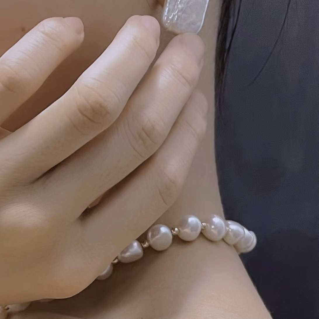 Handmade Natural Freshwater Pearl Necklace/ Genuine Pearl Necklace/ Dainty Pearl Necklace Twisted Pearl/ Beaded Pearl/ Bridesmaid Gift/ Real Pearl Necklace/ Gift for Her