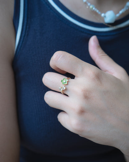 Flower & Diamond Gold Ring