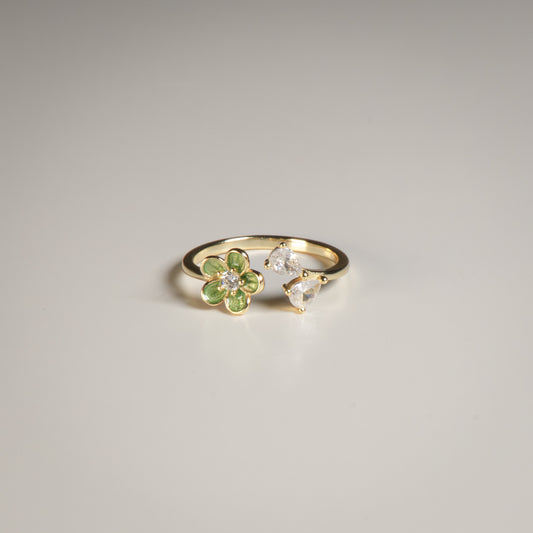 Flower & Diamond Gold Ring