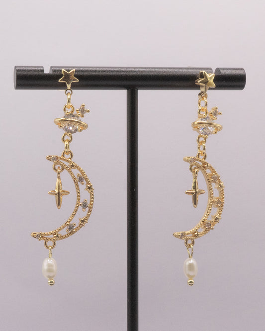 Gold-plated Moon Earrings