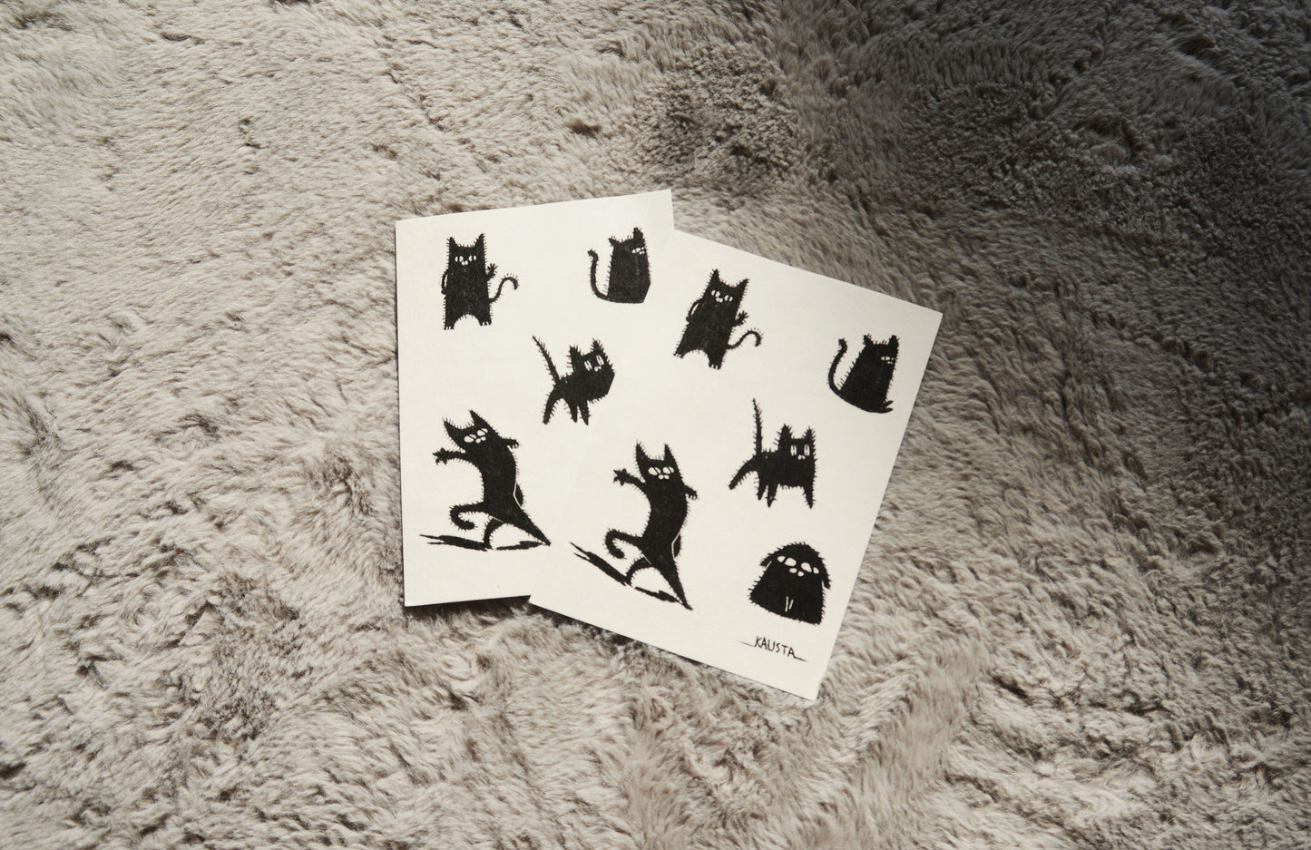 Black cat sticker sheet (5 stickers total)