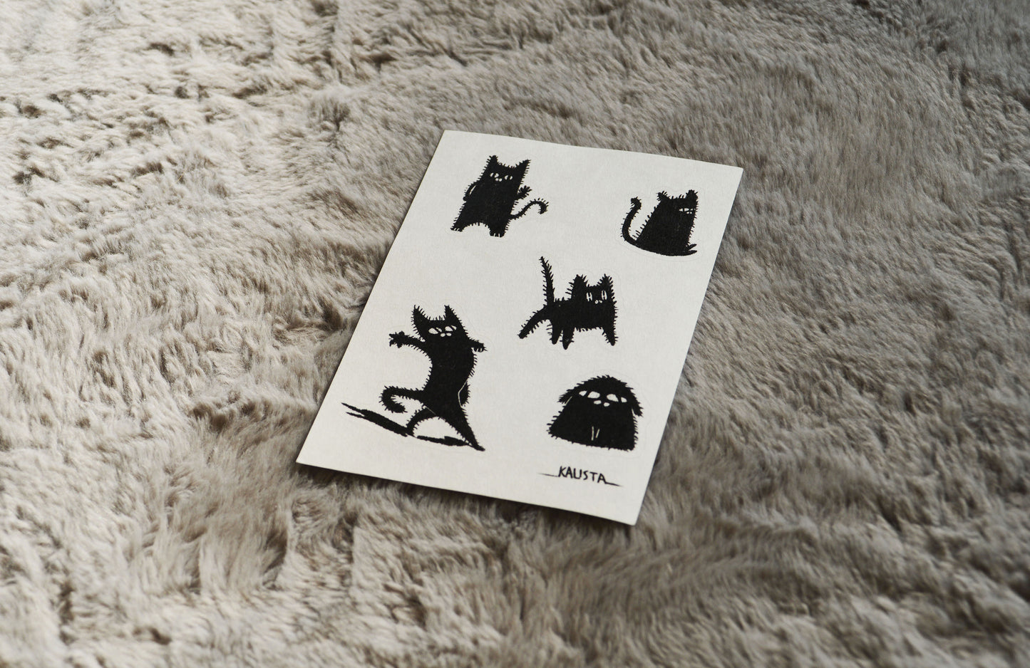 Black cat sticker sheet (5 stickers total)