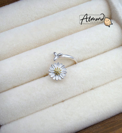 925 Sterling Silver Daisy Flower Wrap Ring
