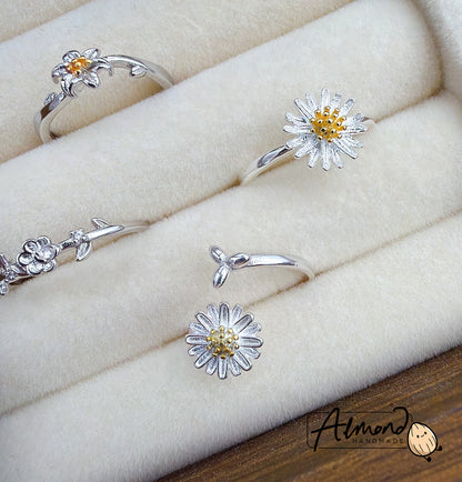925 Sterling Silver Daisy Spring Ring