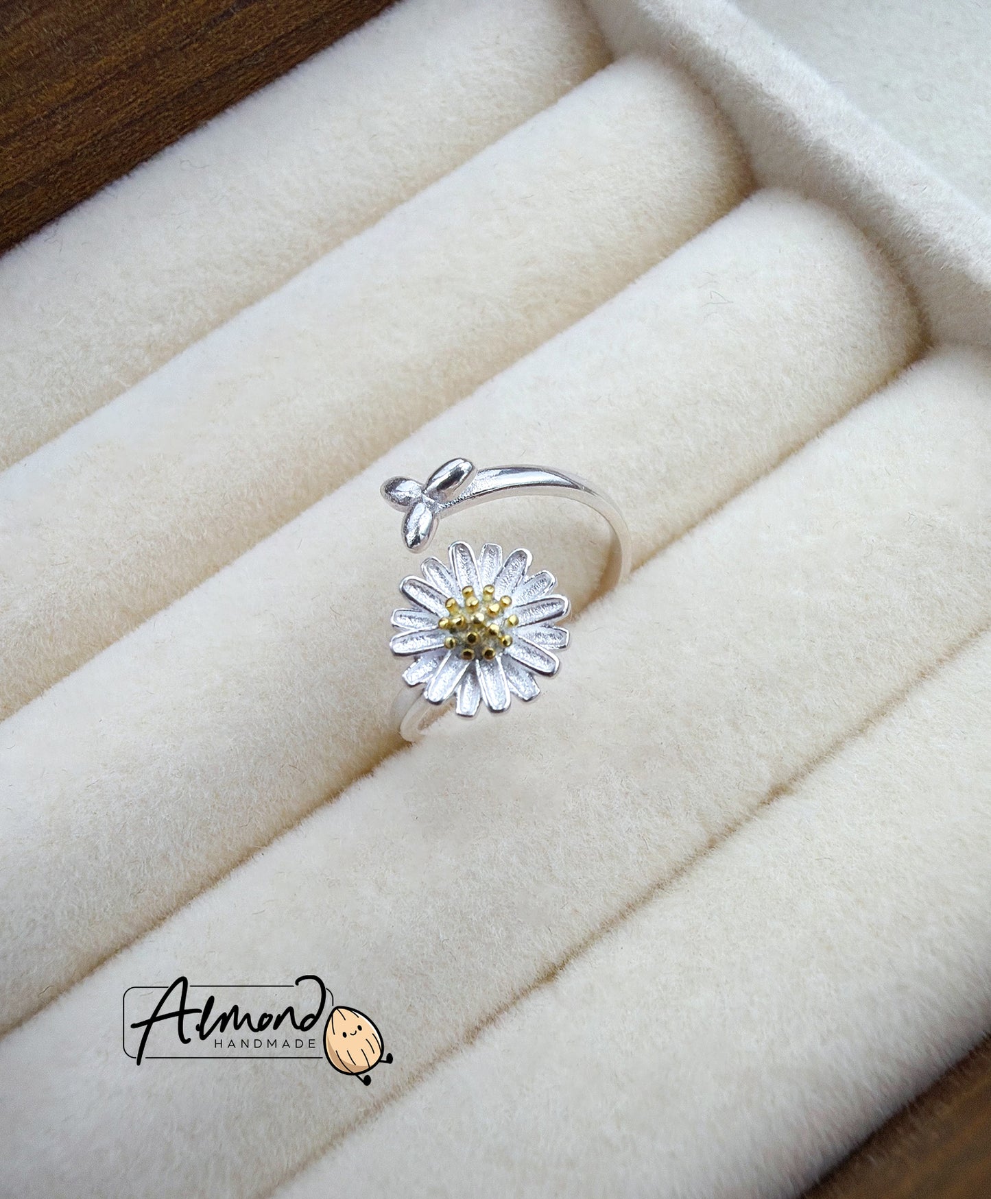 925 Sterling Silver Daisy Flower Wrap Ring