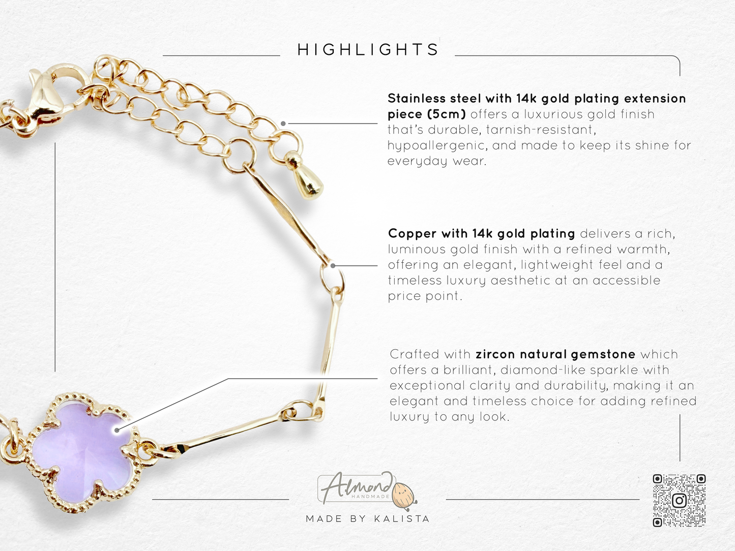 Lucky Charm Five-Petaled Flower Motif Bracelet