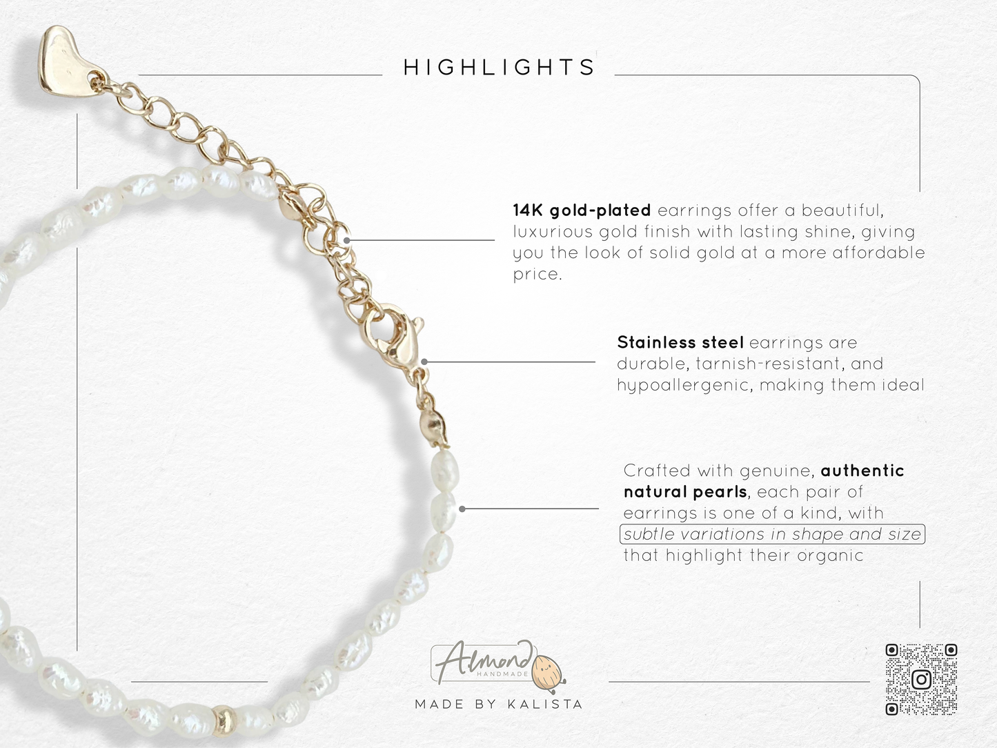 Stainless Steel Aurora Minimalist Pearl Bracelet Handcrafted Freshwater Pearls
