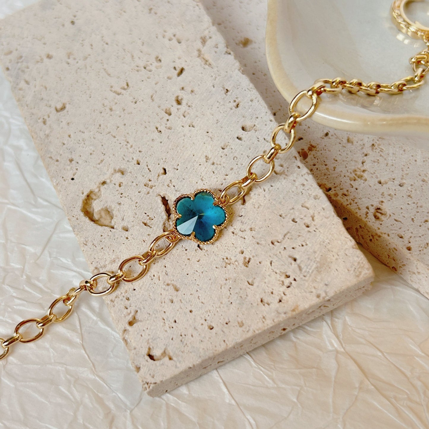 Handmade Bracelet/Vintage-Style Zircon Bracelet/14k Gold Shape Vintage Mesh Bracelet/Gold Bracelet Stainless Steel Waterproof Anti tarnish Gold Jewelry/good luck gifts/gift for her