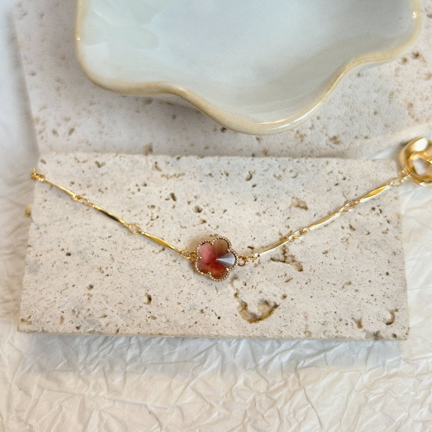 Handmade Bracelet/Vintage-Style Zircon Bracelet/14k Gold Shape Vintage Mesh Bracelet/Gold Bracelet Stainless Steel Waterproof Anti tarnish Gold Jewelry/good luck gifts/gift for her