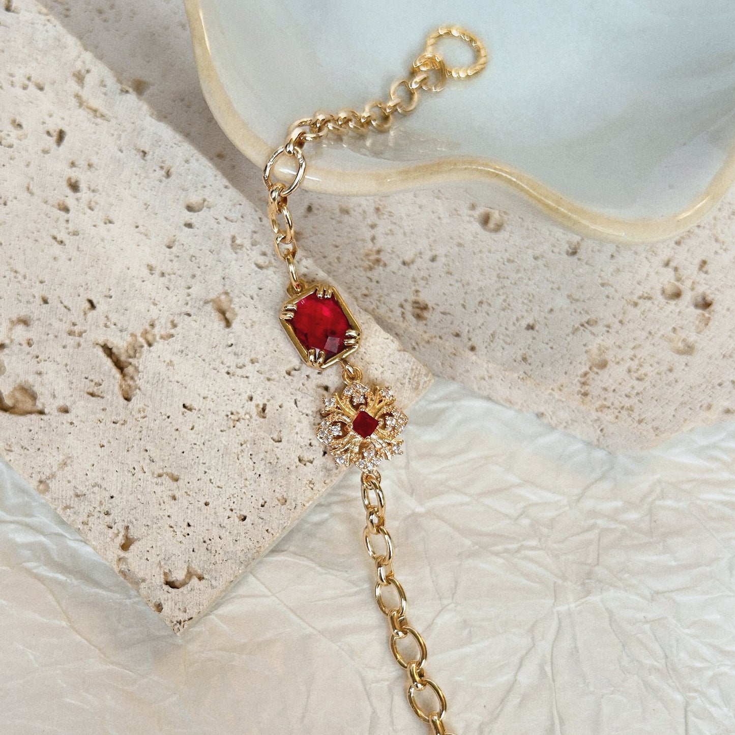 Handmade Bracelet/Vintage-Style Zircon Bracelet/14k Gold Shape Vintage Mesh Bracelet/Gold Bracelet Stainless Steel Waterproof Anti tarnish Gold Jewelry/good luck gifts/gift for her