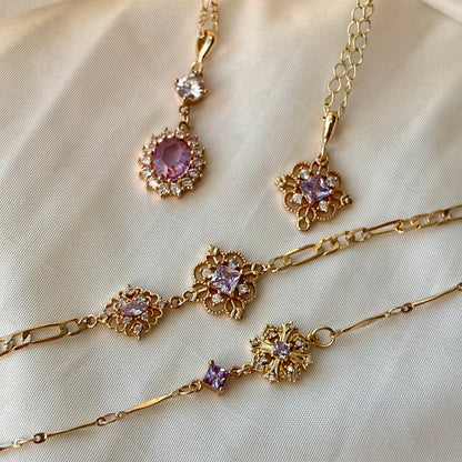 Handmade Bracelet/Vintage-Style Zircon Bracelet/14k Gold Shape Vintage Mesh Bracelet/Gold Bracelet Stainless Steel Waterproof Anti tarnish Gold Jewelry/good luck gifts/gift for her/Microset/Diamond Bracelet/ Heart Jewelry/ Princess Collection/ Anniversary Gift