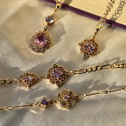 Handmade Bracelet/Vintage-Style Zircon Bracelet/14k Gold Shape Vintage Mesh Bracelet/Gold Bracelet Stainless Steel Waterproof Anti tarnish Gold Jewelry/good luck gifts/gift for her/Microset/Diamond Bracelet/ Heart Jewelry/ Princess Collection/ Anniversary Gift