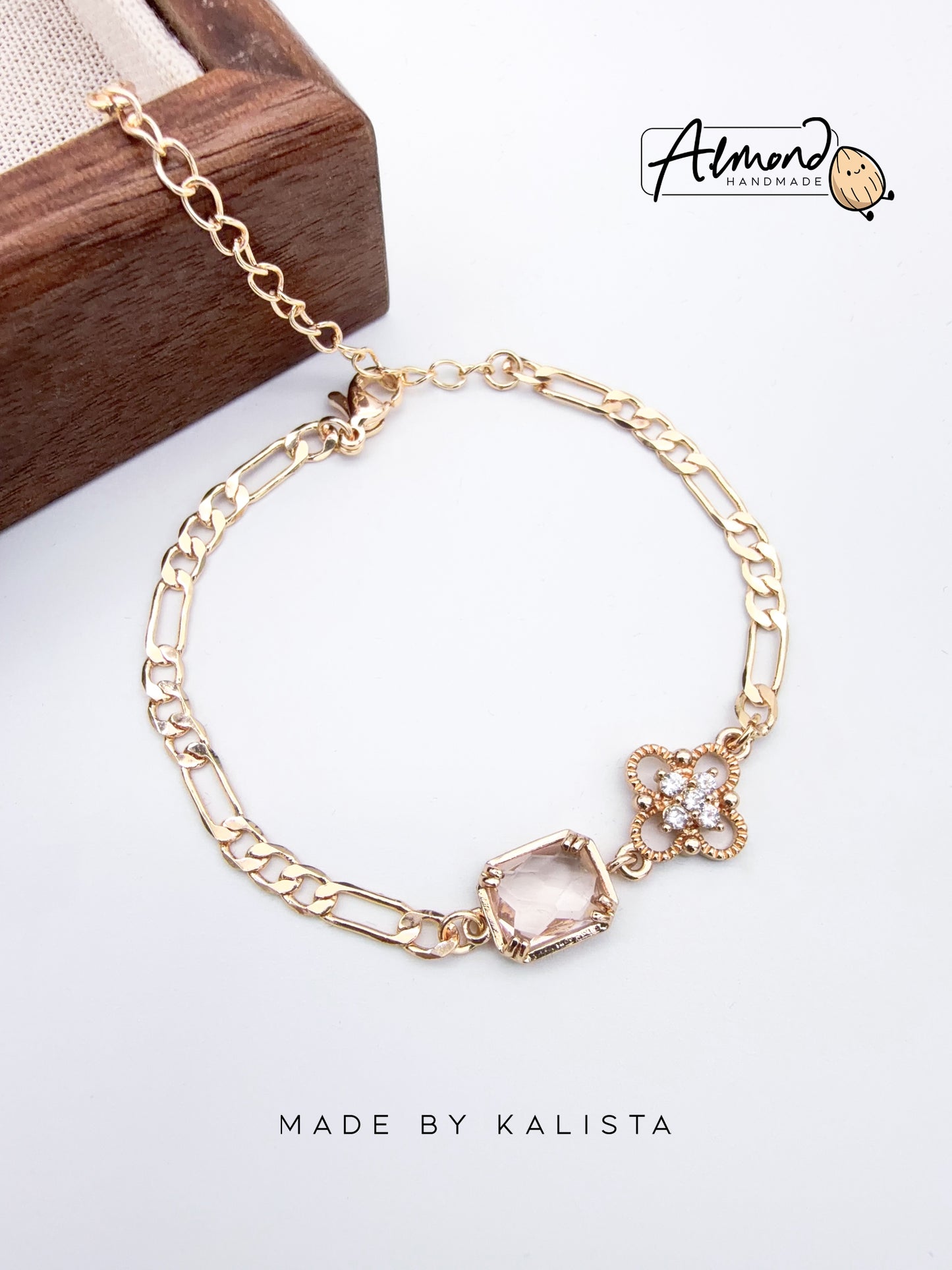 14K Gold Plated Floral Lumi Clear Bloom Zircon Stone Bracelet