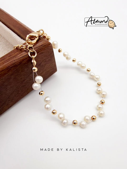 Stainless Steel Handmade Serene Entwined Freshwater Pearl Bracelet