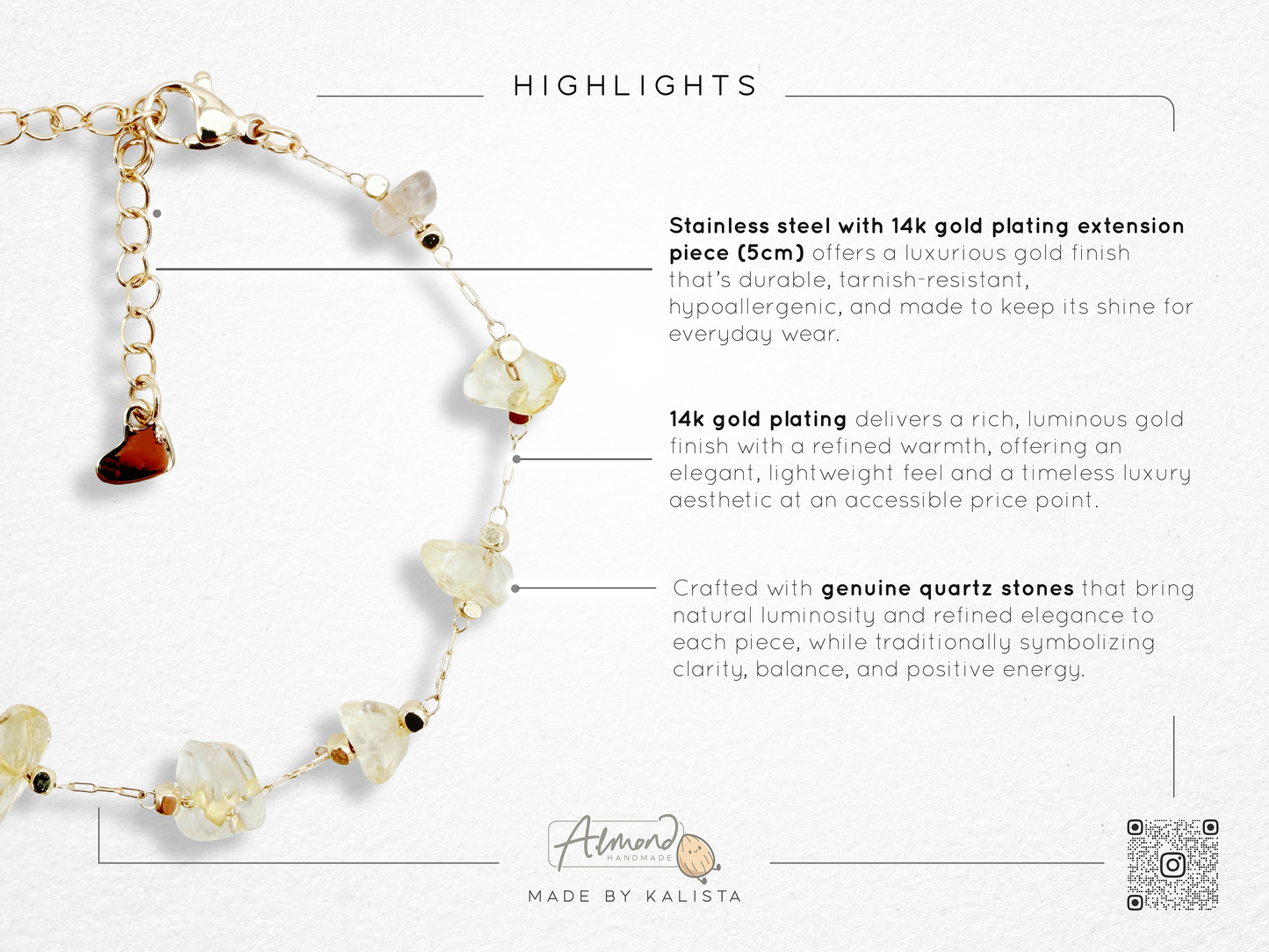 Healing Harmony Natural Crystal Chip Bracelet