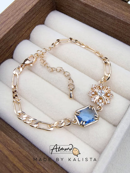 14K Gold Plated Floral Celeste | Ruby Bloom Zircon Stone Bracelet