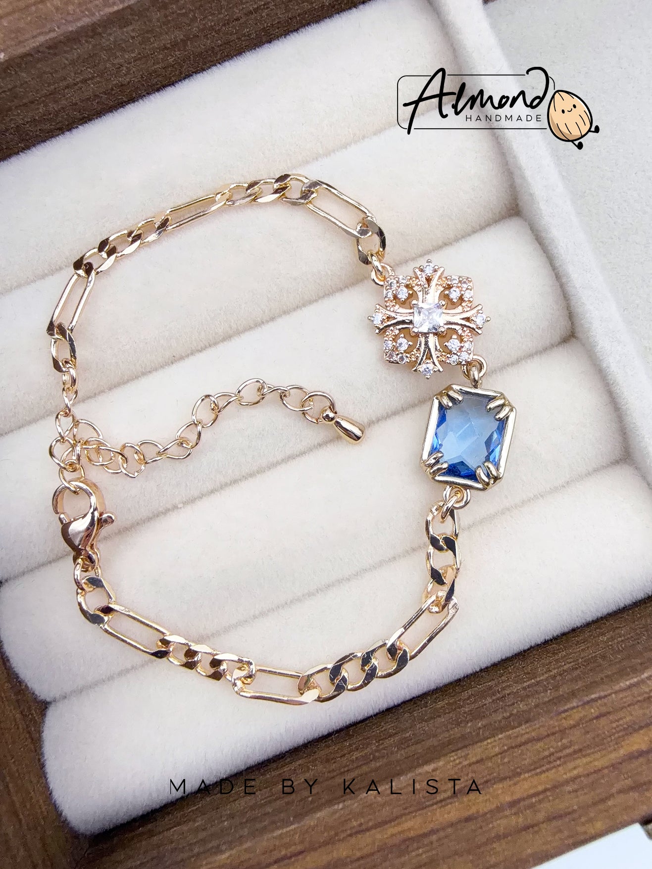 14K Gold Plated Floral Celeste | Ruby Bloom Zircon Stone Bracelet